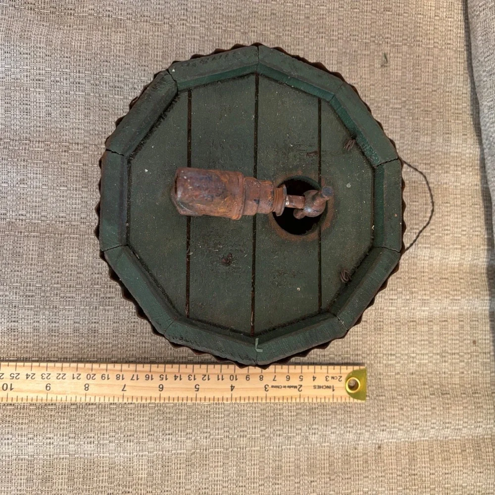 Rustic Vintage Green Octagon‎ Birdhouse Faucet Spigot Metal Trim Garden Decor